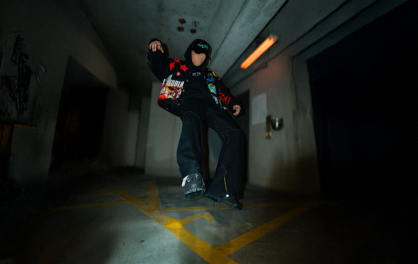 BLACK DENIM PATCHWORK COAT