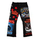 BLACK PATCHWORK FLARED JEANS