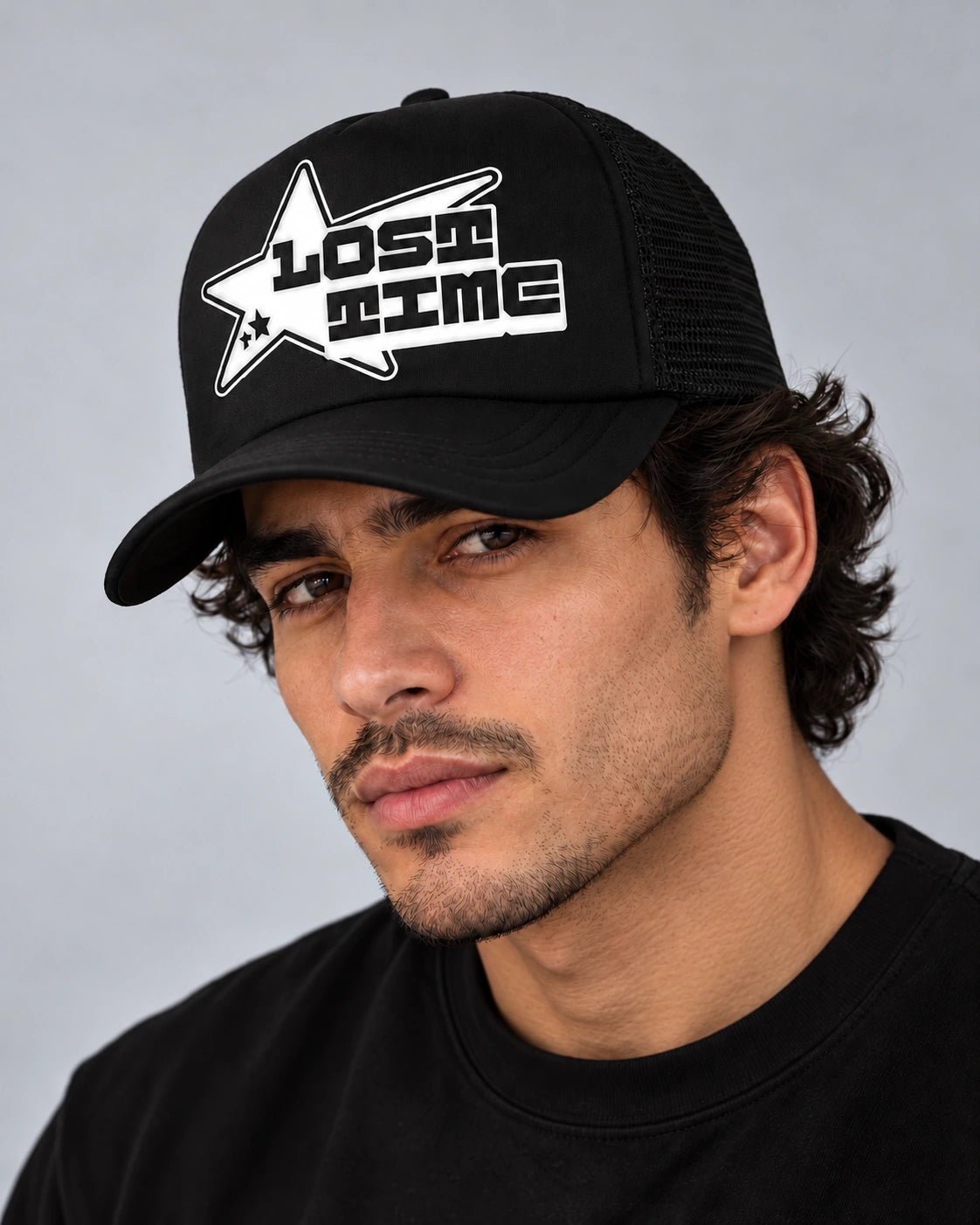 Model wearing Y2K Trucker Hat